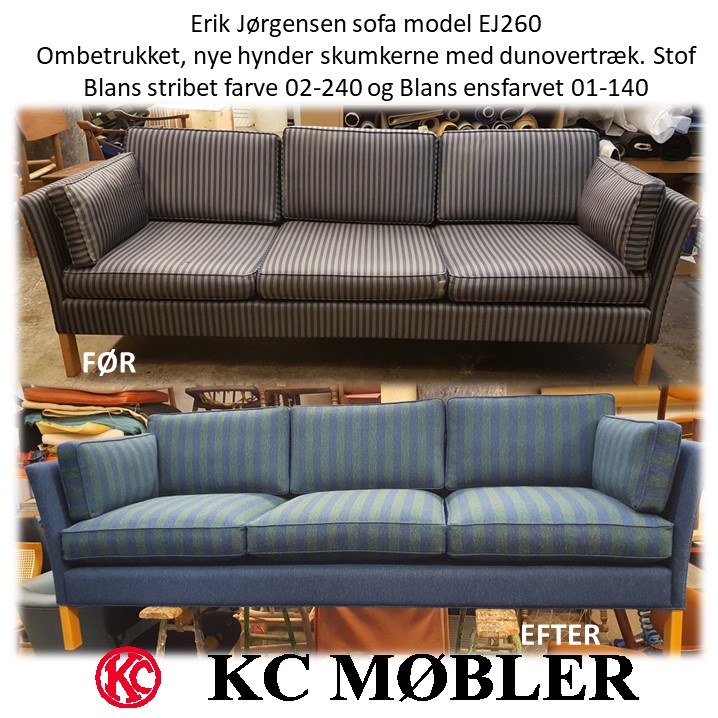 ombetrækning af Erik Jørgensen sofa model EJ260