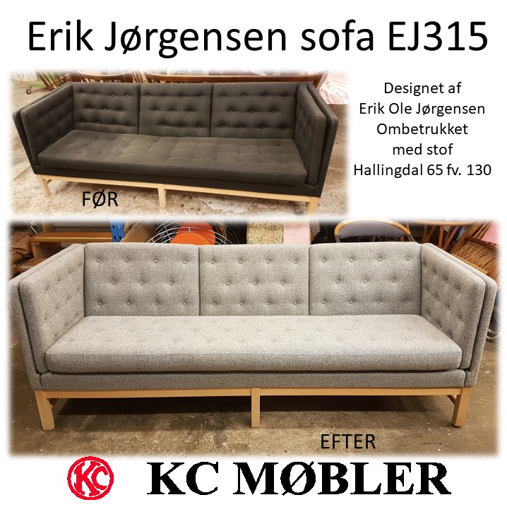 ombetrækning af Erik Jørgensen sofa EJ315 designet af Erik Ole Jørgensen