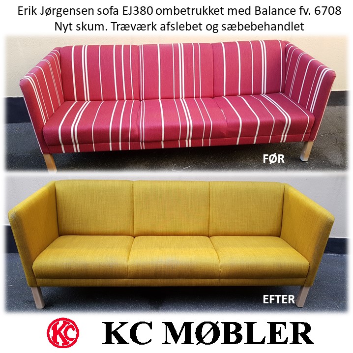 Ombetrækning af Erik Jørgensen sofa model EJ380