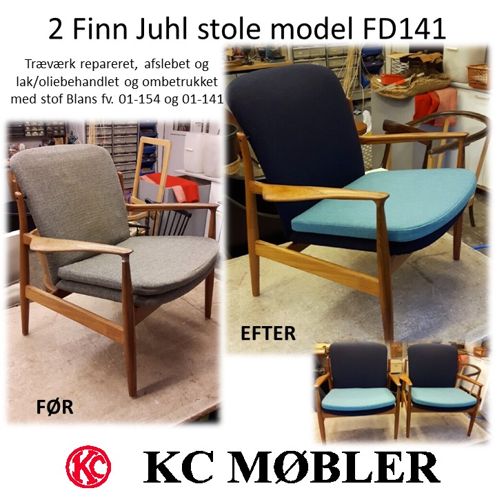 ombetrækning af Finn Juhl stol model FD141
