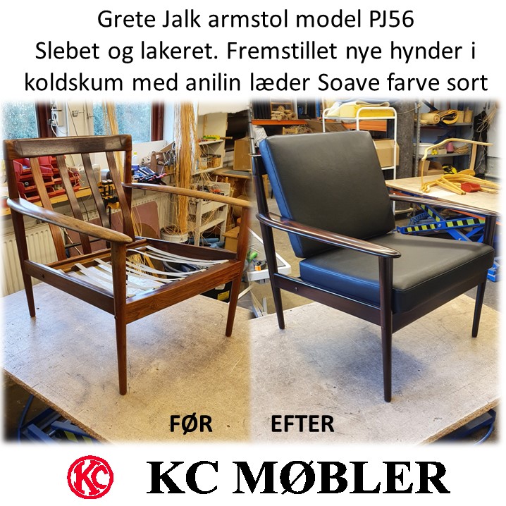 Renovering og ombetrækning af Grete Jalk armstol model PJ56