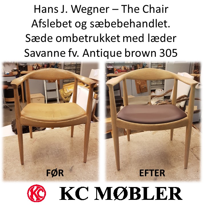 Hans J. Wegner PP503 the Chair, ombetrækkes med læder