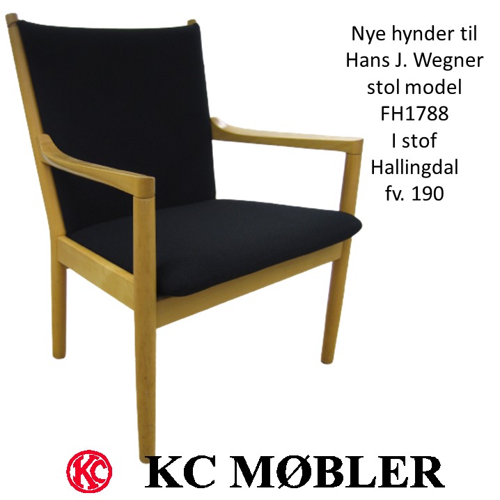 Vi fremstiller nye hynder til Wegner møbler. Her er det nye hynder til model FH1788 med Hallingdal farve 190 sort