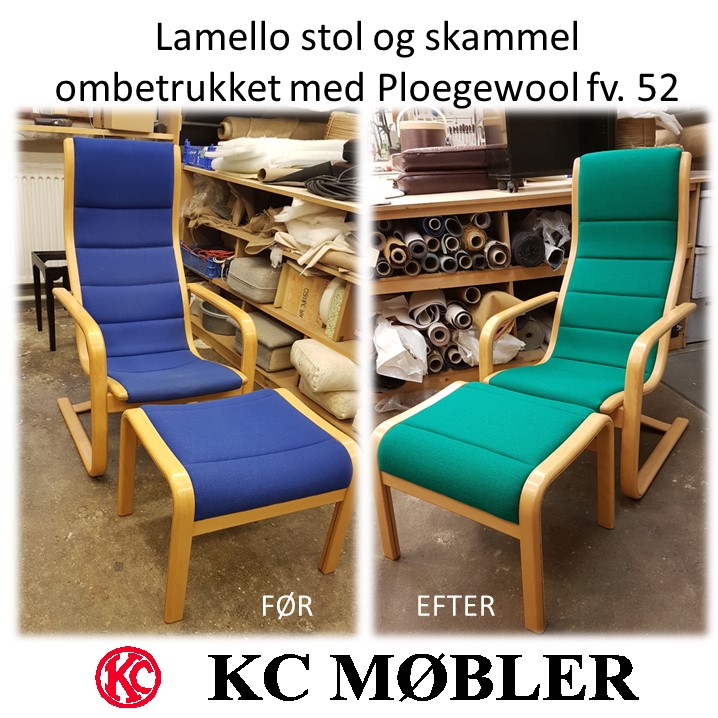 ombetrækning af Lamello stol og skammel