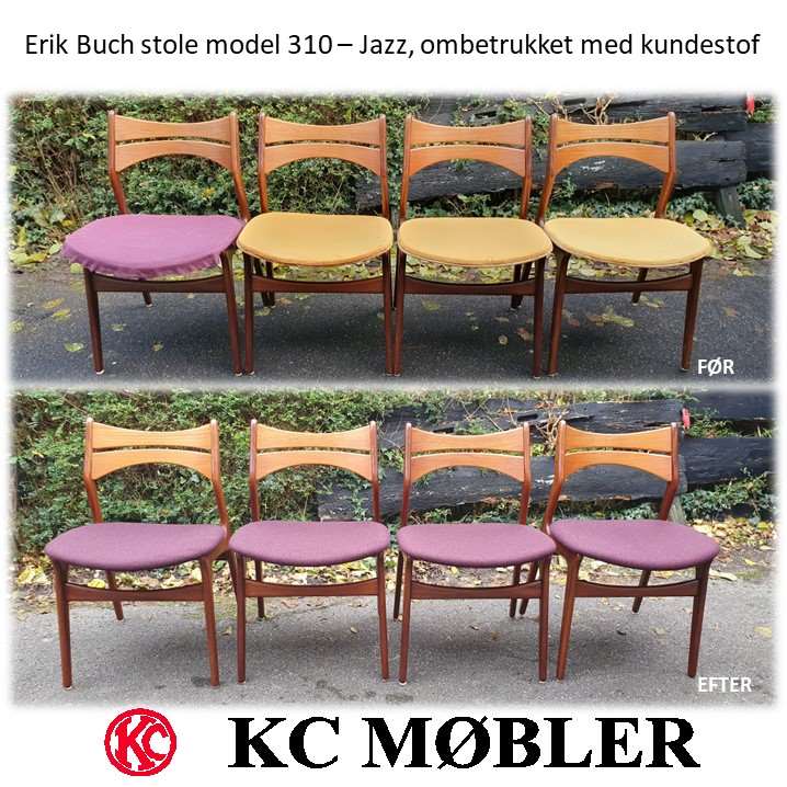 Ombetrækning af  Erik Buch spiseborsstole model 310 Jazz