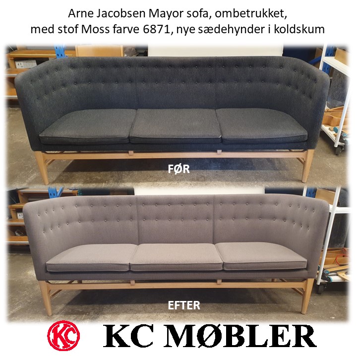 Arne Jacobsen sofa model Mayor ombetrækkes