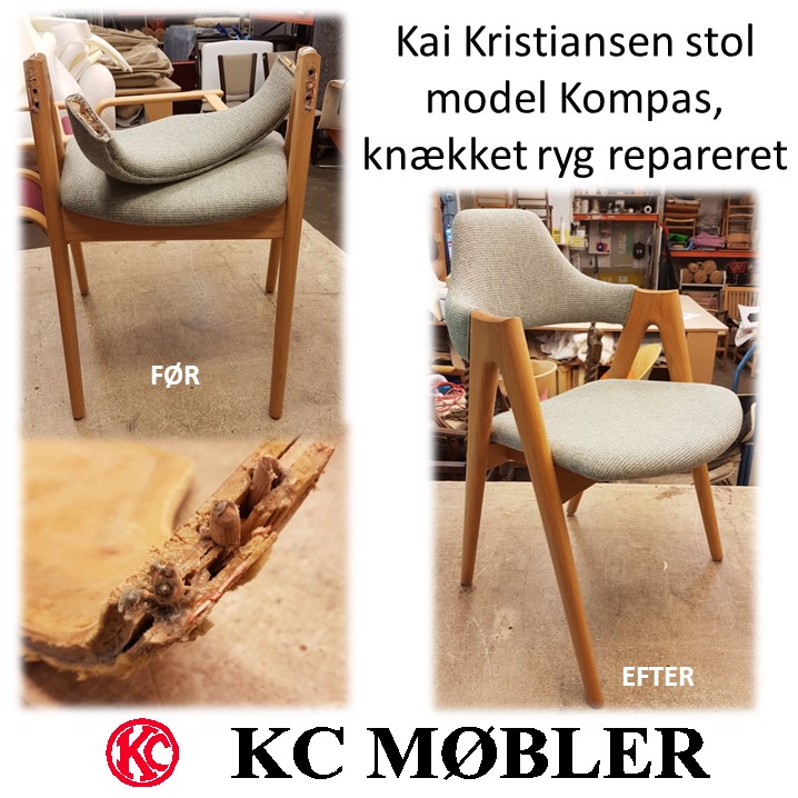 reparation af Kai Kristiansen stol model Kompas