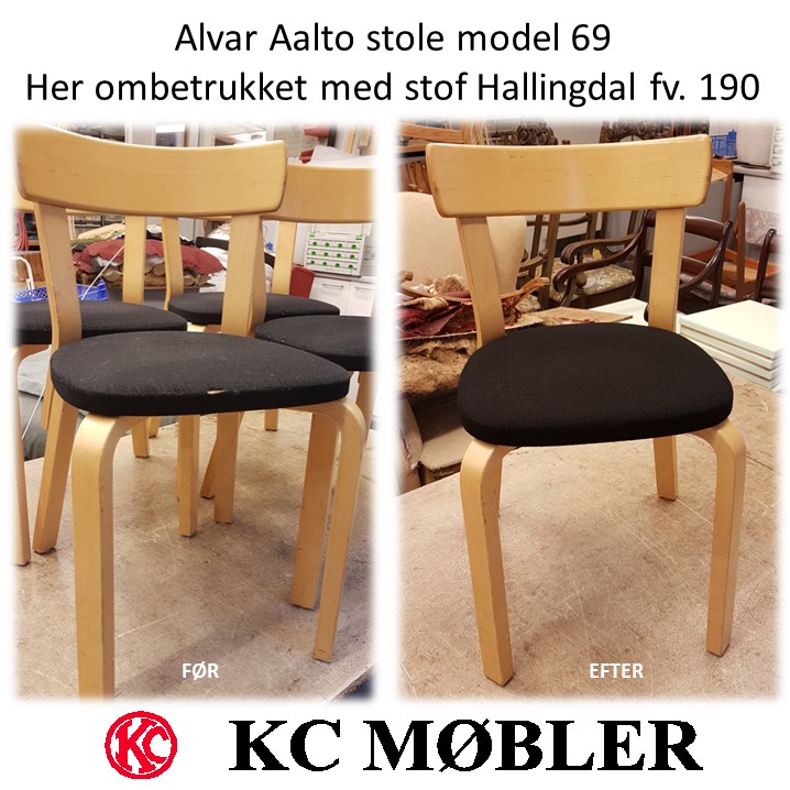 Ompolstring af Alvar Aalto stol model 69