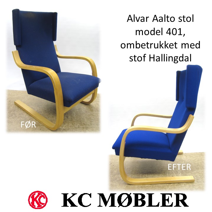 Ombetrækning af Alvar Aalto stol model 401