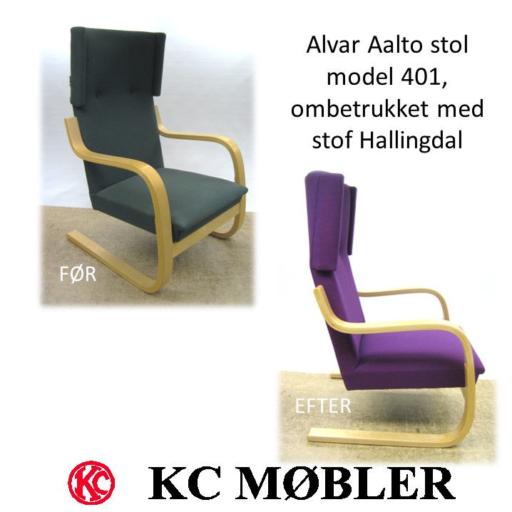 Ombetrækning af Alvar Aalto stol model 401