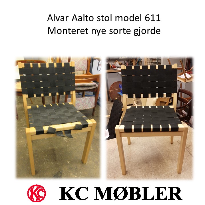 Alvar Aalto spisebordsstol model 611 monteret med nye gjorde