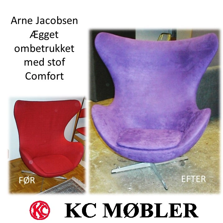 Ombetrækning af Arne Jacobsens lænestol model Ægget