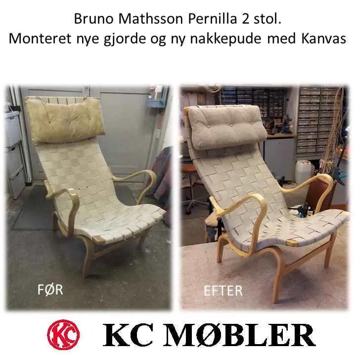 Montering af nye gjorde på Pernilla 2 stol, designet af Bruno Mathsson