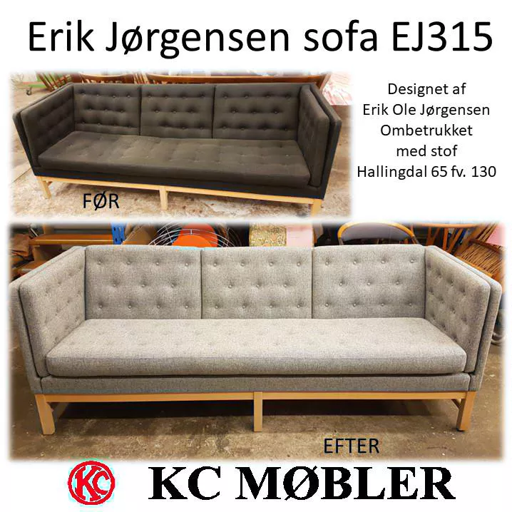 ombetrækning af Erik Jørgensen sofa EJ315 designet af Erik Ole Jørgensen