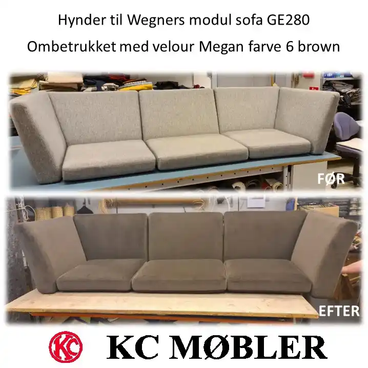 Ombetrækning af Hans J. Wegner sofa model GE280