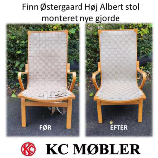 Høj Albertstol designet af Finn Østergaard, monteret nye gjorde