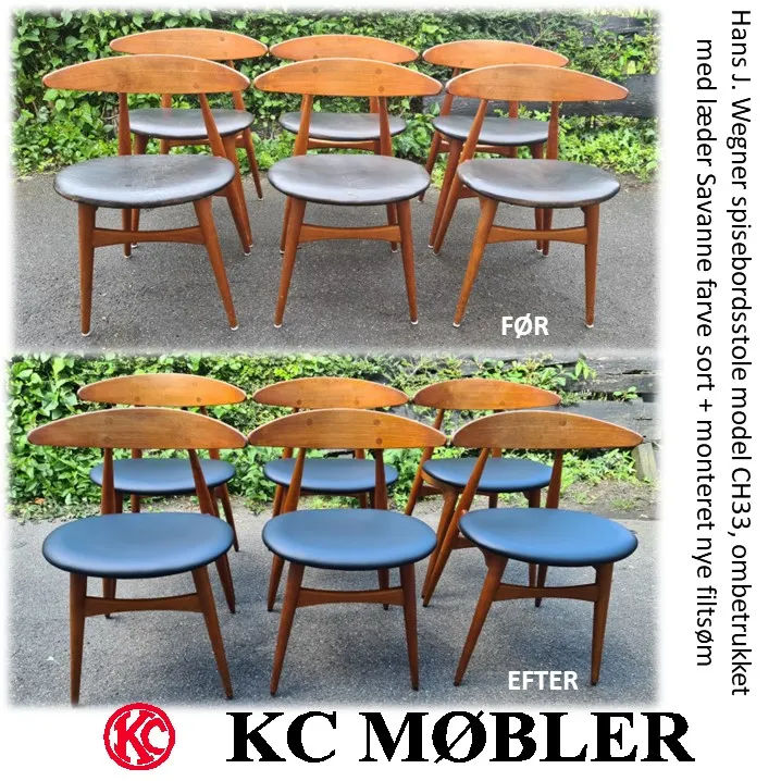 Ombetrækning af Wegner spisebordsstole model CH33